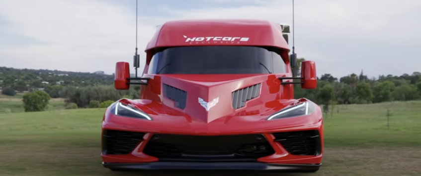 Check out this Semi truck, Corvette hybrid concept car