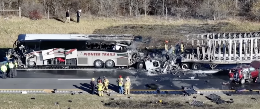 At least three dead and 15 hurt when semi rear-ends bus carrying students in Ohio